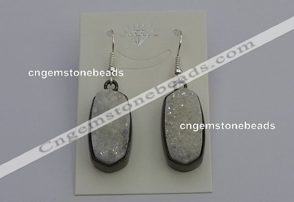 NGE5140 10*22mm - 12*25mm freeform plated druzy quartz earrings