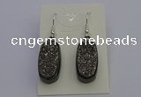 NGE5141 10*22mm - 12*25mm freeform plated druzy quartz earrings