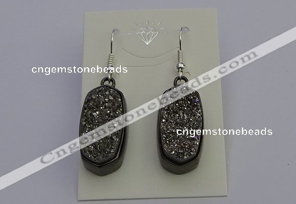 NGE5141 10*22mm - 12*25mm freeform plated druzy quartz earrings