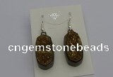 NGE5142 10*22mm - 12*25mm freeform plated druzy quartz earrings