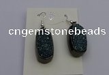 NGE5143 10*22mm - 12*25mm freeform plated druzy quartz earrings
