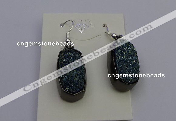 NGE5143 10*22mm - 12*25mm freeform plated druzy quartz earrings