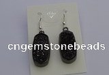 NGE5146 10*22mm - 12*25mm freeform plated druzy quartz earrings