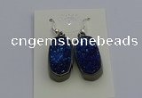 NGE5147 10*22mm - 12*25mm freeform plated druzy quartz earrings