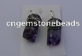 NGE5150 12*20mm - 10*25mm freeform amethyst earrings wholesale