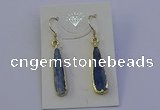 NGE5157 8*25mm flat teardrop blue kyanite earrings wholesale