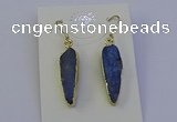 NGE5158 8*25mm flat teardrop blue kyanite earrings wholesale