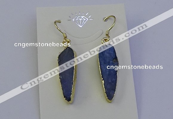 NGE5158 8*25mm flat teardrop blue kyanite earrings wholesale