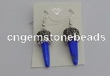 NGE5168 10*30mm faceted cone white howlite turquoise earrings