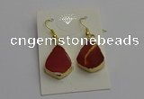 NGE5170 15*20mm flat teardrop mookaite gemstone earrings