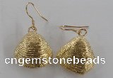 NGE54 18*20mm - 20*22mm freeform plated shell fossil earrings
