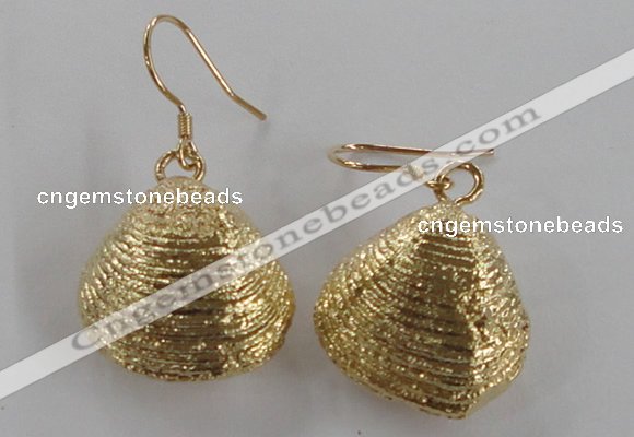 NGE54 18*20mm - 20*22mm freeform plated shell fossil earrings