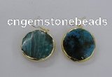 NGE58 30mm flat round agate gemstone earrings wholesale