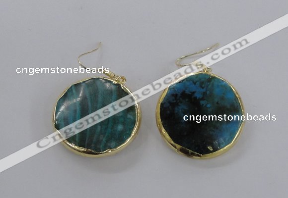 NGE58 30mm flat round agate gemstone earrings wholesale