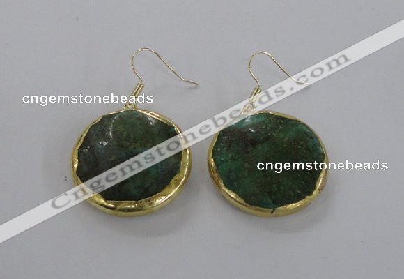 NGE59 30mm flat round agate gemstone earrings wholesale