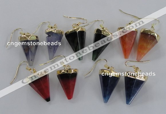 NGE66 14*20mm - 15*22mm cone agate gemstone earrings wholesale
