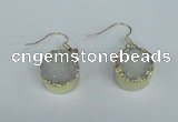 NGE68 15mm coin druzy agate gemstone earrings wholesale