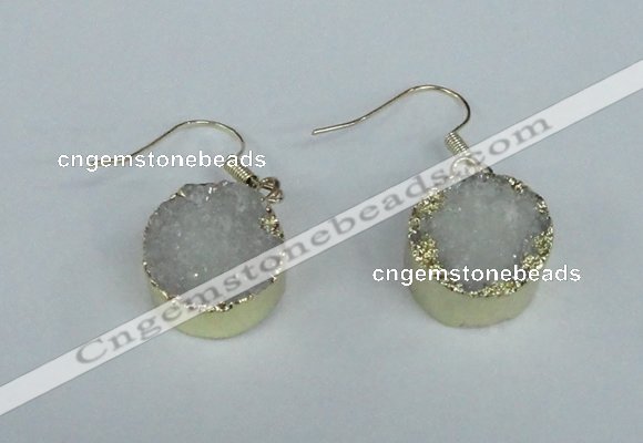 NGE68 15mm coin druzy agate gemstone earrings wholesale
