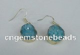 NGE69 15mm coin druzy agate gemstone earrings wholesale