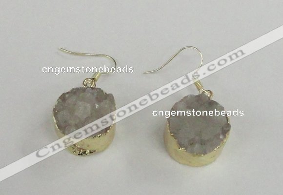 NGE70 18mm coin druzy agate gemstone earrings wholesale