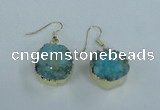 NGE71 18mm coin druzy agate gemstone earrings wholesale