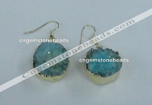 NGE71 18mm coin druzy agate gemstone earrings wholesale