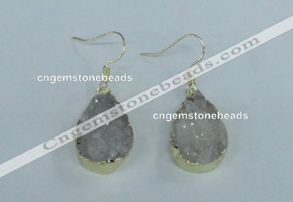 NGE73 13*18mm teardrop druzy agate gemstone earrings wholesale