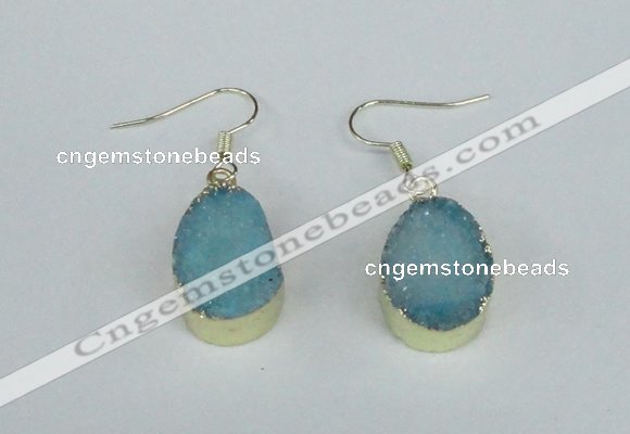 NGE74 13*18mm teardrop druzy agate gemstone earrings wholesale