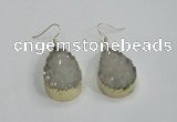 NGE76 20*30mm teardrop druzy agate gemstone earrings wholesale