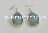 NGE77 20*30mm teardrop druzy agate gemstone earrings wholesale