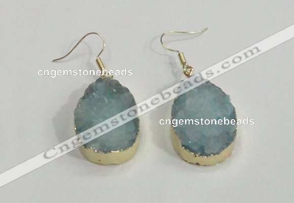 NGE77 20*30mm teardrop druzy agate gemstone earrings wholesale