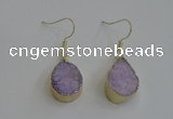 NGE81 13*18mm teardrop druzy agate gemstone earrings wholesale