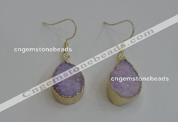 NGE81 13*18mm teardrop druzy agate gemstone earrings wholesale