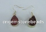 NGE82 13*18mm teardrop druzy agate gemstone earrings wholesale