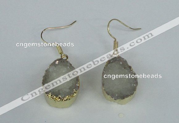 NGE85 15*20mm teardrop druzy agate gemstone earrings wholesale