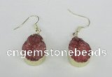 NGE86 15*20mm teardrop druzy agate gemstone earrings wholesale