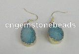 NGE87 15*20mm teardrop druzy agate gemstone earrings wholesale