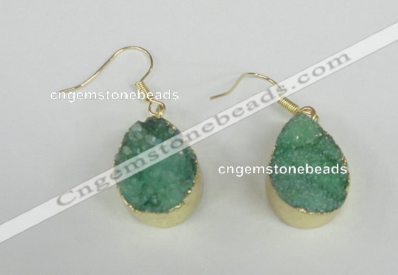 NGE88 15*20mm teardrop druzy agate gemstone earrings wholesale