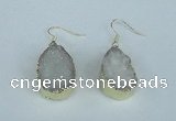 NGE90 18*25mm teardrop druzy agate gemstone earrings wholesale