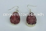 NGE91 18*25mm teardrop druzy agate gemstone earrings wholesale