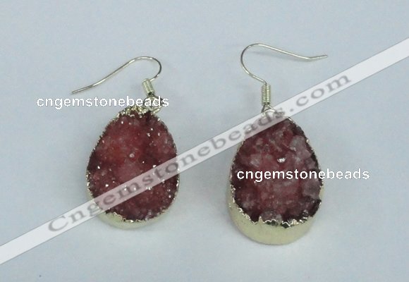 NGE91 18*25mm teardrop druzy agate gemstone earrings wholesale