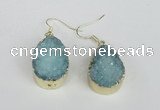 NGE92 18*25mm teardrop druzy agate gemstone earrings wholesale