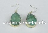 NGE93 18*25mm teardrop druzy agate gemstone earrings wholesale