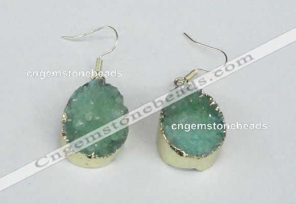 NGE93 18*25mm teardrop druzy agate gemstone earrings wholesale