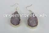 NGE95 20*30mm teardrop druzy agate gemstone earrings wholesale