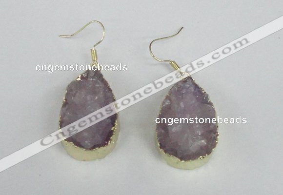 NGE95 20*30mm teardrop druzy agate gemstone earrings wholesale