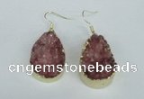 NGE96 20*30mm teardrop druzy agate gemstone earrings wholesale