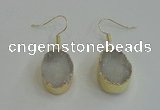 NGE98 15*20mm oval druzy agate gemstone earrings wholesale