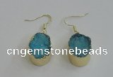 NGE99 15*20mm oval druzy agate gemstone earrings wholesale