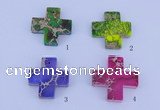 NGP01 5PCS 35*35mm cross dyed imperial jasper pendants wholesale